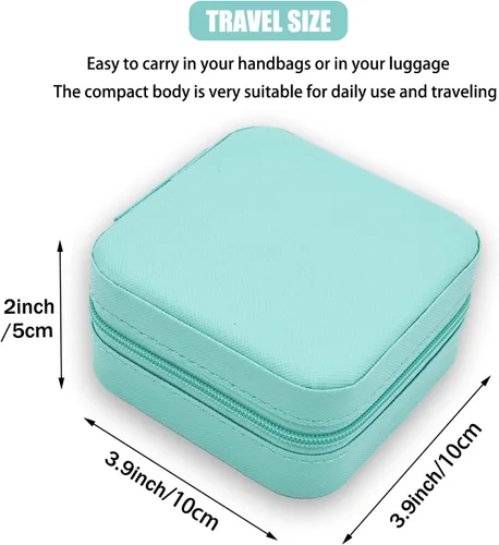 Vista 5 de MODENGKONGJIAN Mini estuche de viaje de joyería caja organizadora de joyas de viaje de piel sintética pequeño soporte portátil de almacenamiento