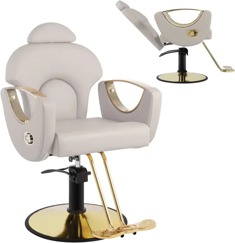 Vista 21 de Silla de salón, silla reclinable para estilista, silla de peluquería con bomba hidráulica resistente, silla de peluquería para peluquería trenzada