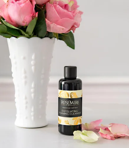 Vista 3 de Limpiador espumoso exfoliante marroquí de rosa roja – exfoliante, limpiador, equilibrante, tonificante – fabricado en Estados Unidos