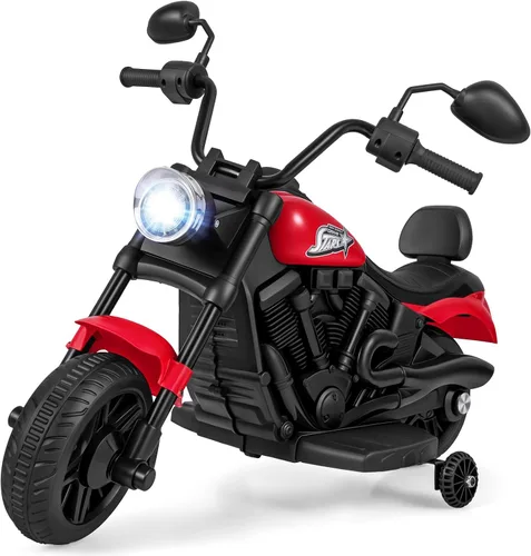 Vista 10 de Costzon Motocicleta para niños pequeños, motocicleta eléctrica alimentada por batería de 6 V con ruedas de entrenamiento desmontables, arranque