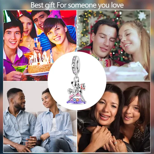 Vista 216 de KUNSIR Los abalorios se adaptan a pulseras Pandora para mujer, plata de ley 925, cuentas colgantes de joyería para niñas, dijes de feliz cumpleaños