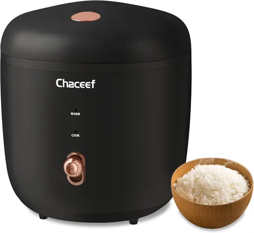 Vista 10 de CHACEEF Mini arrocera de 2 tazas sin cocinar, olla arrocera de 1.2 L, pequeña máquina de arroz portátil antiadherente de viaje, sin BPA, cocina