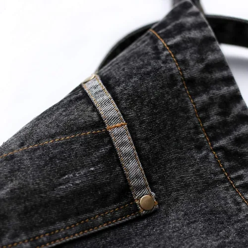 Vista 5 de Jeanerlor - Delantal de mezclilla de algodón para mujer y hombre, estilista ajustable de S a XL