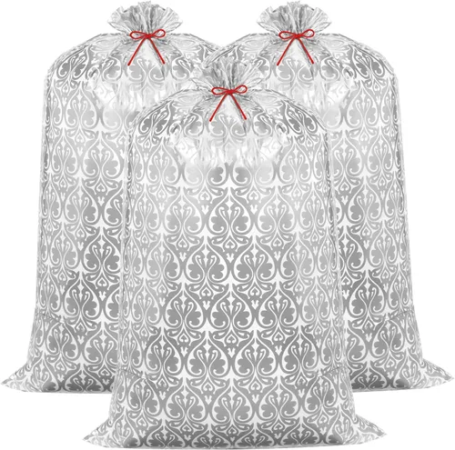 Vista 8 de Zonon 3 bolsas de regalo de plástico de 56 pulgadas, color dorado, tamaño jumbo, bolsas de regalo grandes, envoltura de regalo gigante para boda