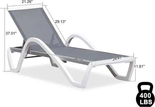 Vista 2 de PURPLE LEAF Patio Chaise Lounge - Silla con brazos de plástico