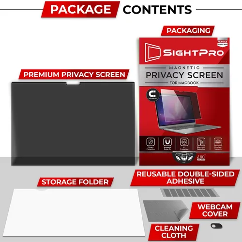 Vista 5 de SightPro Protector de Pantalla Magnético de Privacidad para MacBook Pro de 13 Pulgadas (2016, 2017, 2018, 2019, 2020, 2021, 2022, M1, M2) Filtro