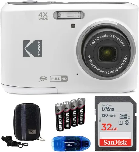 Vista 4 de Kodak Pixpro FZ45 - Paquete de cámara digital, incluye: tarjeta de memoria SanDisk de 32 GB, baterías de repuesto, estuche rígido para cámara y Negro