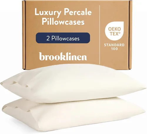 Vista 18 de Brooklinen Juego de fundas de almohada de satén de lujo con calidad de Blanco