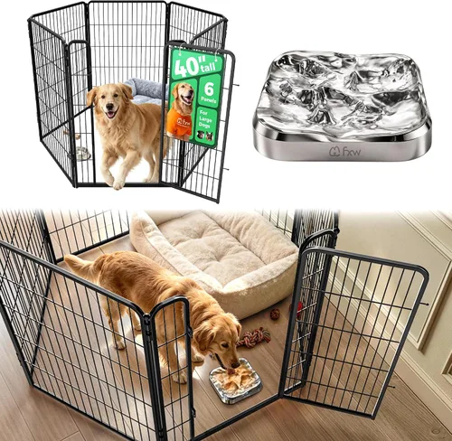 Vista 106 de FXW Homeplus Unleashed Corral para Perros de Interior - Juego Sin Estrés y Seguro, Resistente de 24 Pulgadas con 6 Paneles para Cachorros y Perros