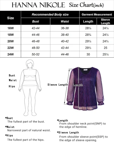 Vista 5 de Hanna Nikole Blusa de fiesta con lentejuelas brillantes para mujer, talla grande, manga larga, de malla, con purpurina, cuello en V, elegante