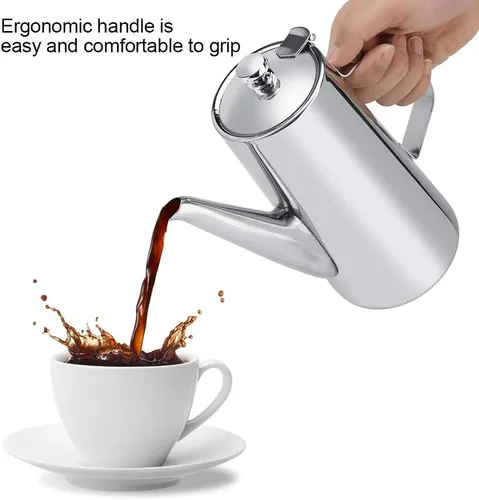 Vista 4 de Hervidor de acero inoxidable, 2L de acero inoxidable espesado, elegante tetera para té, café, agua para el hogar, restaurante #2