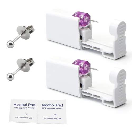 Vista 13 de Kit de perforación de orejas YINPAD - Pistola de perforación desechable cargada previamente con clavos de diferentes estilos de 5MM, kit