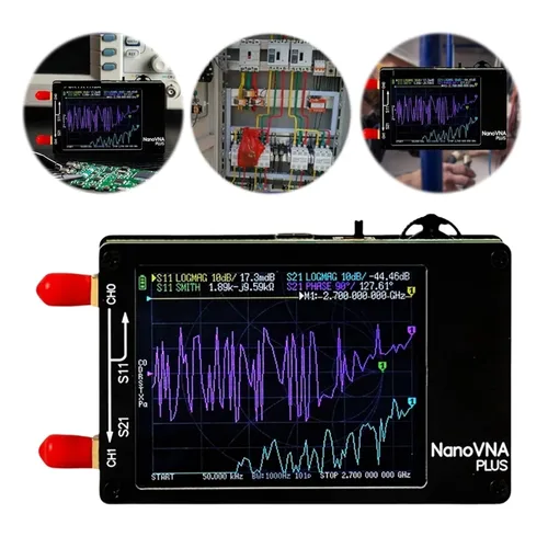 Vista 7 de Spectrum Analyzer, 50Khz-2.7Ghz Vector Network Analyzer MF VHF UHF Nanovna Plus Antenna Testing Measuring Reflection Tool(Analyzer 32G SD Card)