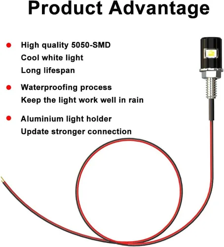 Vista 4 de Luz para matrícula, tornillo de matrícula, LED, superbrillante 12 V, impermeable, bombilla LED para placa de matrícula, para motocicleta, camión