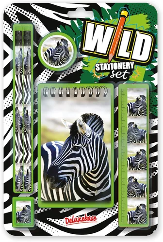 Vista 9 de Deluxebase Wild Stationery Set - Mariposa de animales de papelería con 2 lápices, borrador, sacapuntas, regla y lindo cuaderno. Suministros