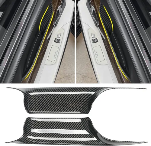 Vista 11 de Jaronx Compatible con cubiertas de tirador de puerta BMW Serie 7, patrón de fibra de carbono fila delantera y trasera 7' F02