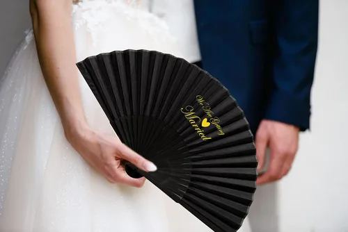 Vista 5 de Ventiladores personalizados de mano personalizados, ventilador plegable de mano, ventilador chino de tela oriental para graduación de baile