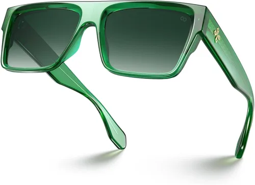 Vista 14 de VISOONE Oversized Square Flat Top Sunglasses Women Men Negro/Gris Profundo
