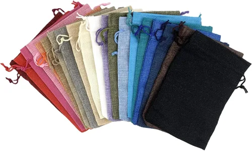Vista 37 de Palmhomee Paquete de 20 bolsas de regalo de arpillera con cordón, bolsas de joyería de lino, bolsas de yute de boda para joyas y bolsas