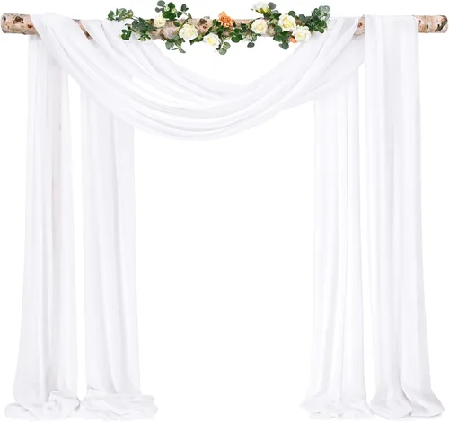 Vista 23 de Tela para Cubrir Arco de Boda, 4 Paneles 71 cm x 6,1 m Telas para Arco de Boda Azul Bebé para Ceremonia, Telas de Gasa para Decoración de Arco