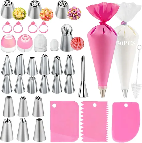 Vista 10 de Kit de suministros de decoración de pasteles, 255 piezas, juego de decoración de pasteles con tocadiscos para pasteles, 12 puntas de glaseado 181
