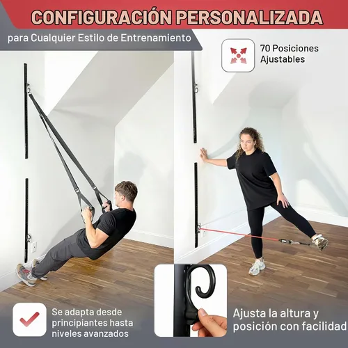 Vista 3 de Aluminum Wall-Mounted Anchor Fitness System - Adjustable, Multi-Functional, Space Saving Home Gym Solution for Strength Training, Workout Goals