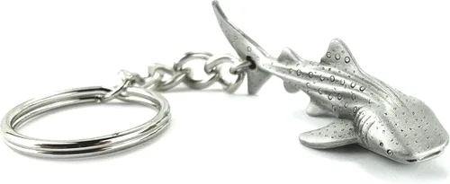 Vista 2 de Llavero de tiburón ballena para hombres y mujeres, llavero de tiburón ballena, regalos para amantes de los tiburones, llavero de peltre realista