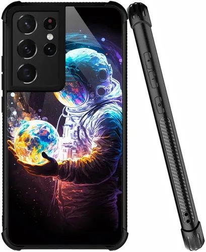 Vista 53 de ZHEGAILIAN Funda compatible con Samsung Galaxy S21, funda de vidrio orgánico para niñas, mujeres y hombres, diseño de cuatro esquinas, antiarañazos