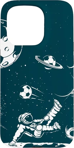 Vista 14 de Funda para iPhone 16 para teléfono de fútbol, amante del fútbol, jugador de fútbol espacial, funda de astronauta