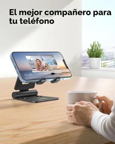 Vista 6 de Nulaxy 2 Pack Soporte Plegable Dual para Teléfono Celular, Soporte de Escritorio Completamente Ajustable Compatible con iPhone 17 16 15 14 13 12 11
