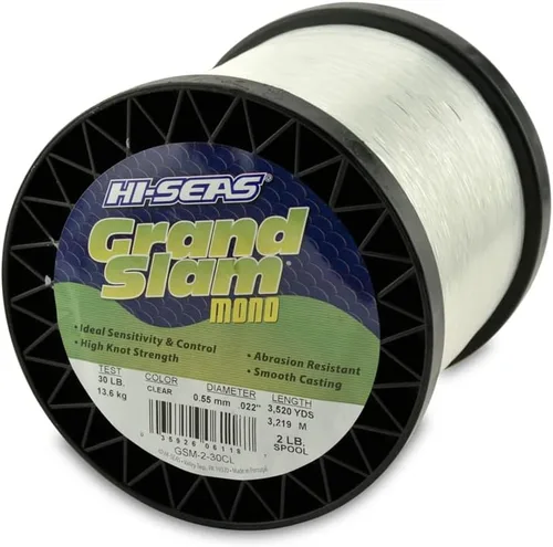 Vista 22 de HI-SEAS Grand Slam - Sedal de pesca de monofilamento, fuerte y resistente a la abrasión, en agua dulce y salada transparente, rosa, verde, azul
