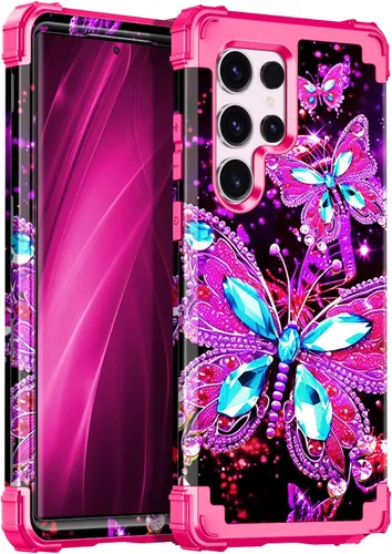 Vista 17 de Miqala Funda para Galaxy S23 FE 5G, brilla en la oscuridad, tres capas, resistente, a prueba de golpes, protección de cuerpo completo, parachoques