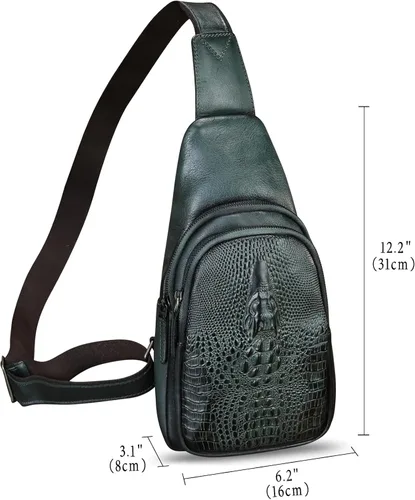 Vista 4 de Bolso de cuero genuino para mujeres y hombres, mochila de cuero real, bolso cruzado de hombro