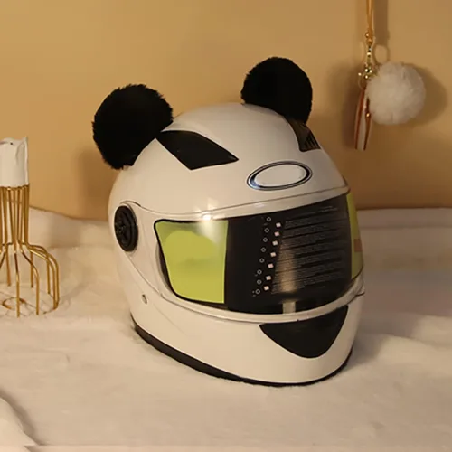 Vista 3 de 1 par de orejas de oso de felpa para casco, orejas de oso redondo, decoración de casco de accesorios para casco