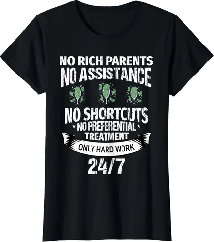 Vista 20 de Camiseta No Rich Parents Just Only Hard Work, Negro -, Pequeña