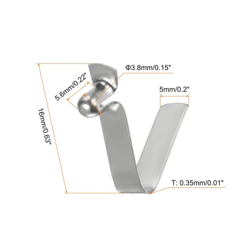 Vista 2 de HARFINGTON 12 unids botón único kayak paleta broche resorte clip 0.630x0.220 in 65Mn resorte acero en forma de V hueco elevación telescópica tubo