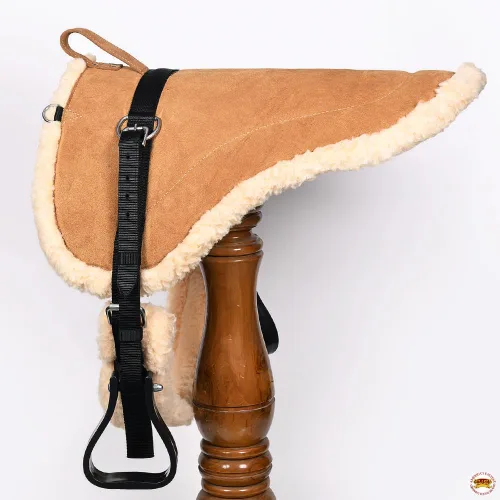 Vista 3 de Hilason Almohadilla Bareback de piel de ante con contorno de cuello