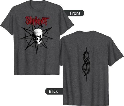 Vista 17 de Slipknot Skull playera Estrella, hombre 2XL, Jaspeado oscuro Asfalto