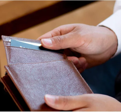 Vista 3 de Dom Teporna Italia Bifold Hombres de Cuero de grano Completo Itario con Pass Case Thin Card Holder Monedero