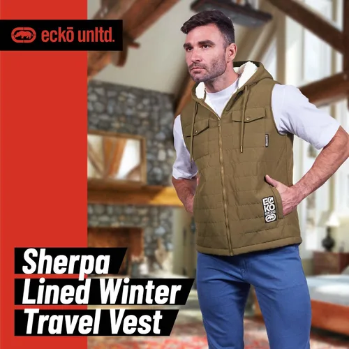 Vista 3 de Ecko Unltd Sleeveless Sherpa Lined Puffer Vest Mens Winter Travel Vest