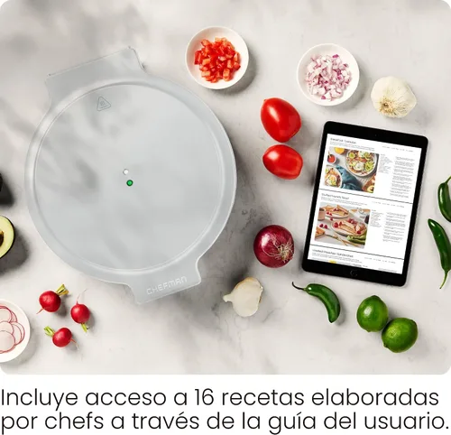 Vista 6 de Chefman Everything Maker & Pizza Oven – Horno de pizza eléctrico de mostrador de 1440W con placas de cocción antiadherentes de 12", además hace
