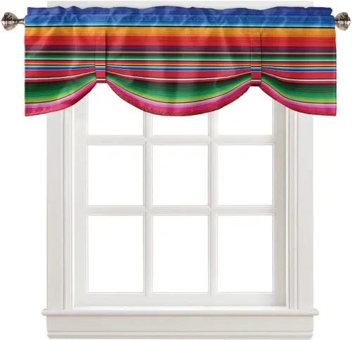 Vista 8 de Cortina de cenefa de Pascua con lazo para cocina, sala de estar, dormitorio, baño, cafetería, bolsillo para barra, panel corto para ventana