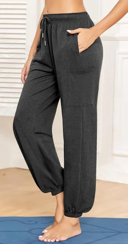 Vista 3 de SUNYAA Pantalones de yoga para mujer, pantalones de pierna ancha con bolsillos