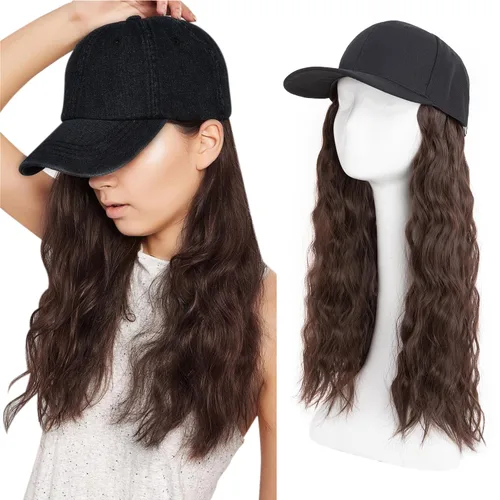 Vista 18 de S-noilite Peluca de gorra de béisbol con extensiones de cabello, 8 pulgadas, corta, rizada, ondulada, estilo Bob, peinado, ajustable, con cabello