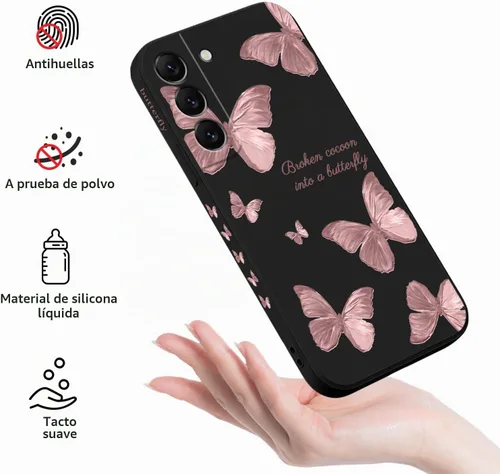 Vista 5 de LEECG Funda para Samsung Galaxy S22, Diseños de Flores Elegantes de Silicona Suave con Protección contra Caídas y Resistente a Huellas Dactilares