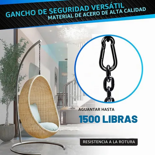 Vista 2 de PAMAZY 2 ganchos de resorte de 4 pulgadas con capacidad de 700 libras, clip de mosquetón, conector de cuerda resistente, mosquetones de enlace