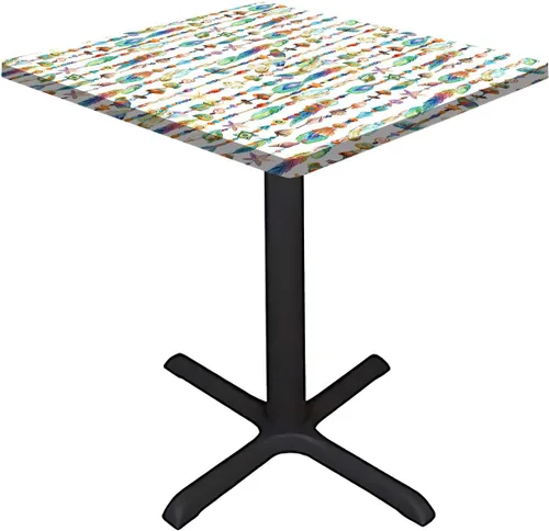 Vista 2 de Mantel bohemio con bordes elásticos, joyas con plumas y cuentas de conchas marinas, lavable a prueba de derrames, se adapta a mesas de 36 x 36