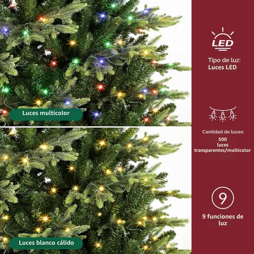 Vista 5 de SHareconn Árbol de Navidad artificial preiluminado de 7.5 pies con luces que cambian