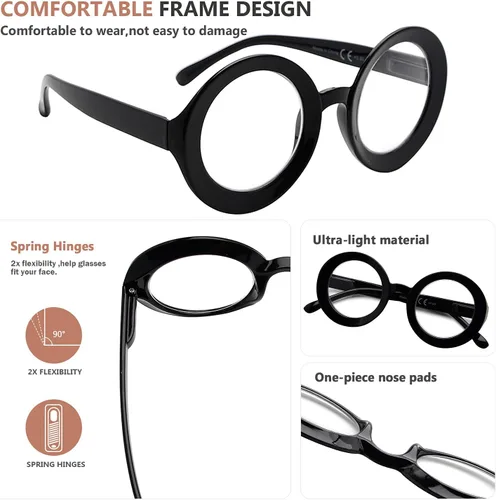 Vista 4 de Eyekepper Paquete de 4 lentes de lectura redondos para mujer, lectores de gran tamaño, +0.50 Wide Women's Magnifying Glass, Womens Stylish Reader