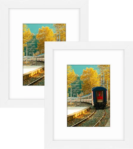 Vista 22 de Golden State Art, Portarretratos de 8 x 10 pulgadas con paspartú para fotos de 5 x 7 pulgadas - Vidrio de alta definición para montaje en pared o 1